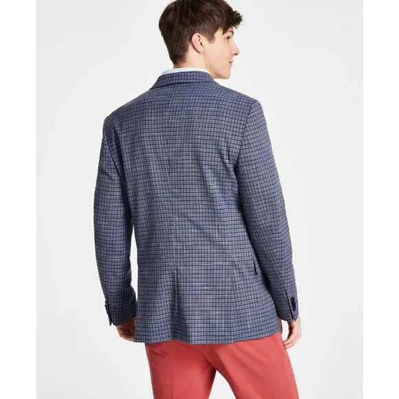 TOMMY HILFIGER Men's Modern-Fit Check Sport Coat Blue/Brown $295 B4HP - Picture 2 of 8